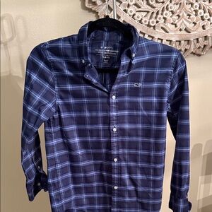 Vineyard vines' Plaid Cotton Blend Performance Button-Down like new Size 8-10